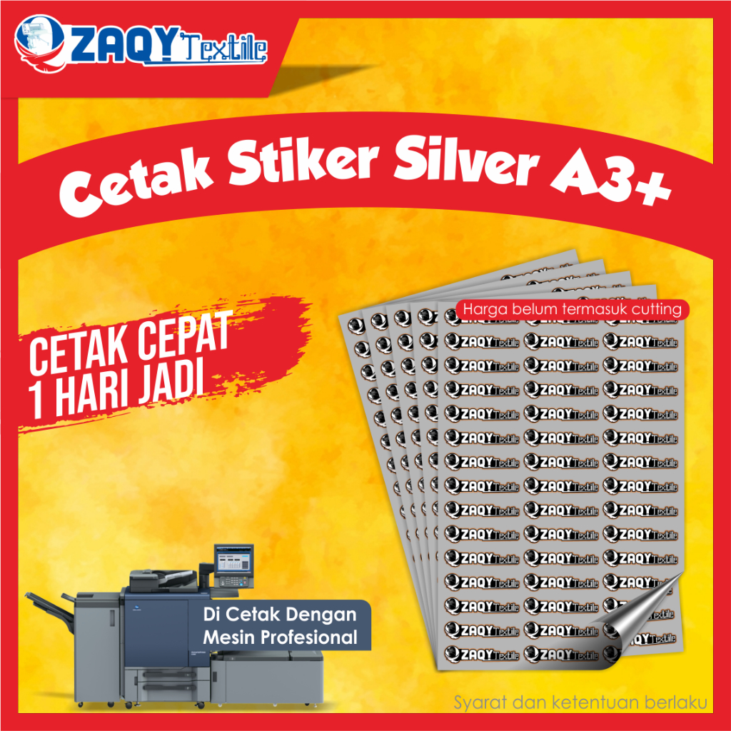 

Cetak Sticker Vinyl Silver a3+ (32x48CM) / Cetak Label kemasan / label usaha makanan