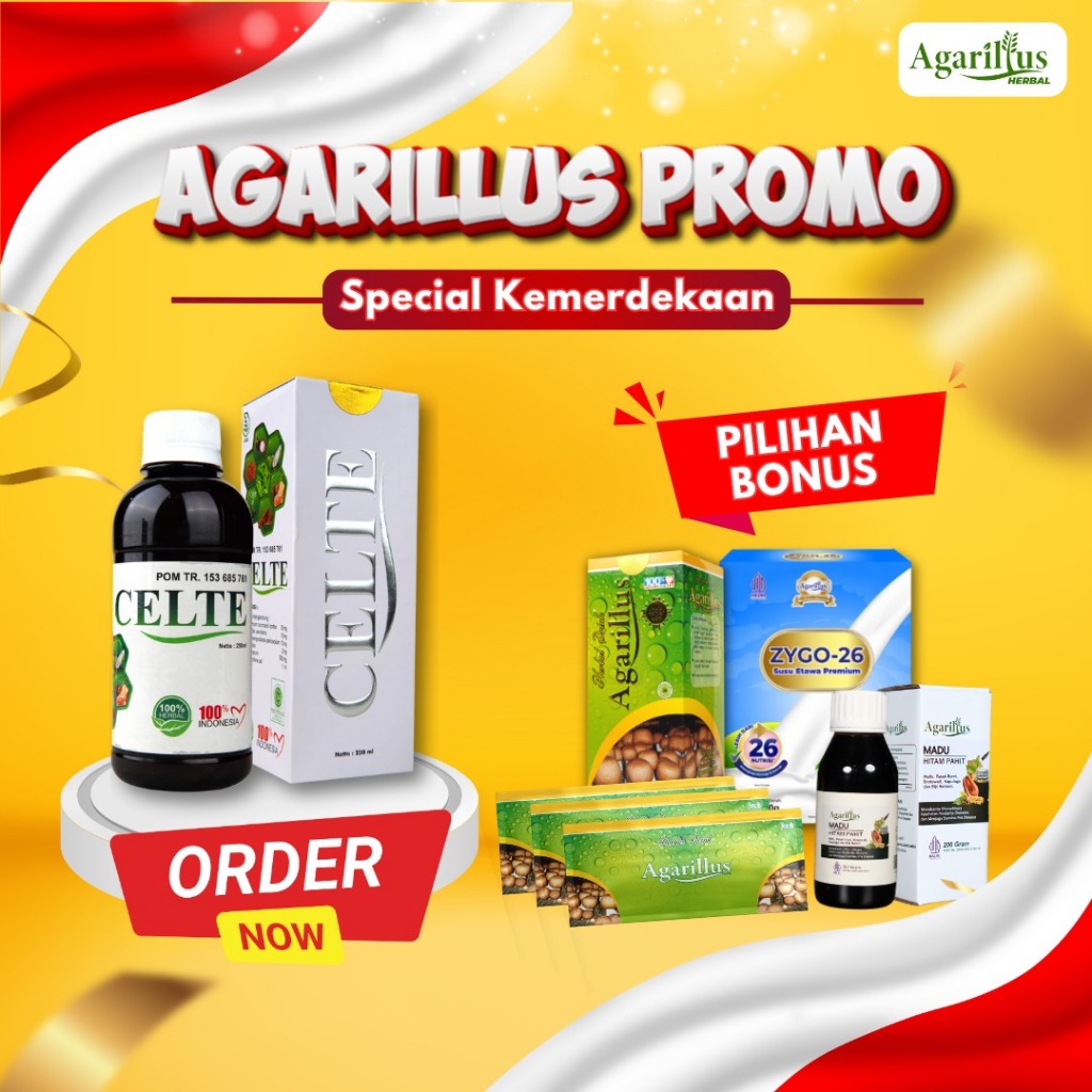 

MERDEKA SEHAT - Agarillus Celte– Promo kemerdekaan Beli 2 Agarillus Celte + Bonus Zygo kecil/madu kecil/drink saset