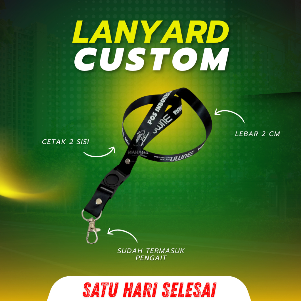 

Tali Lanyard Custom ID Card Sublim Print Desain Press 1 atau 2 Sisi Premium 2cm