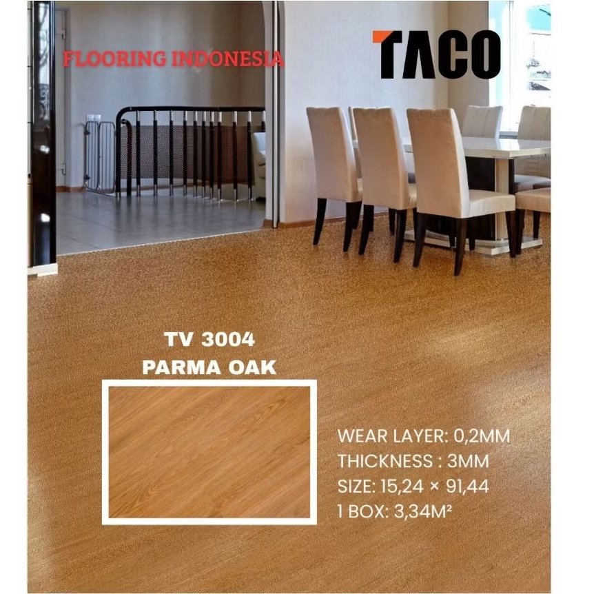Flooring Vinyl TACO TV 3004 Parma Oak motif kayu/Box