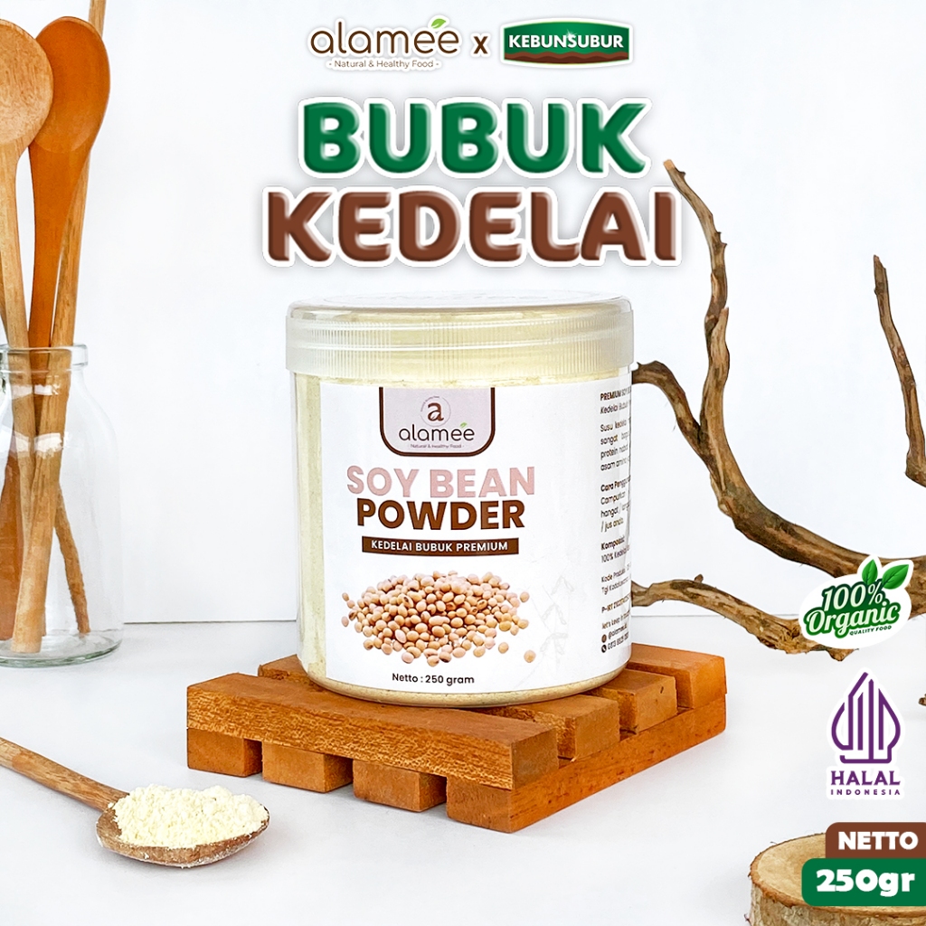 ALAMEE Soy Milk Bean Powder Bubuk Susu Kacang Kedelai Murni Protein Tanpa Gula 250gr kebunsurbur