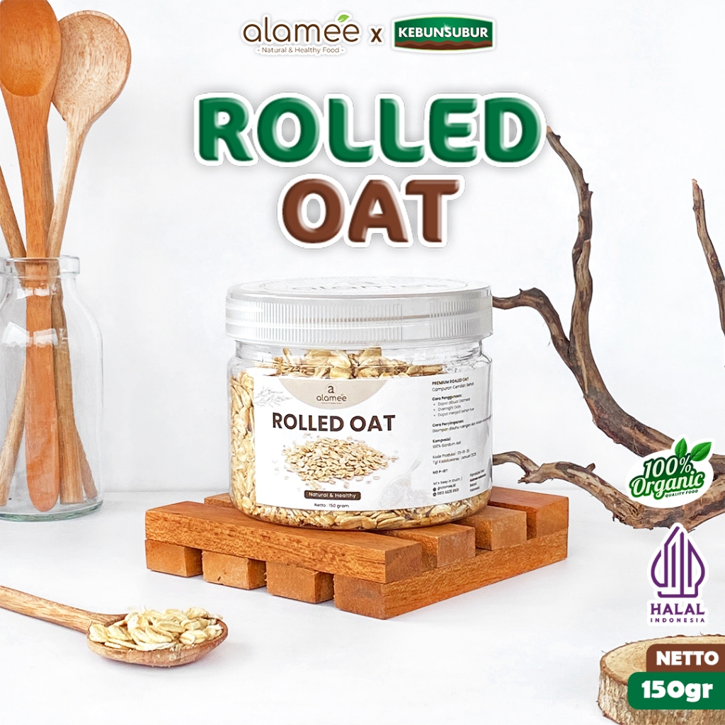 

ALAMEE Rolled Oat Gandum Utuh Kasar oatmeal wholegrain Natural Alami Oatmeal Instan 150gr kebunsurbur
