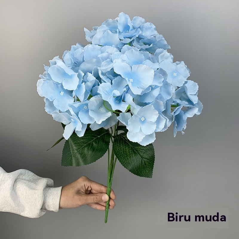 Bunga Hortensia Jumbo Artificial hydrangea bunga artificial dekorasi 5 cabang-penjualan grosir
