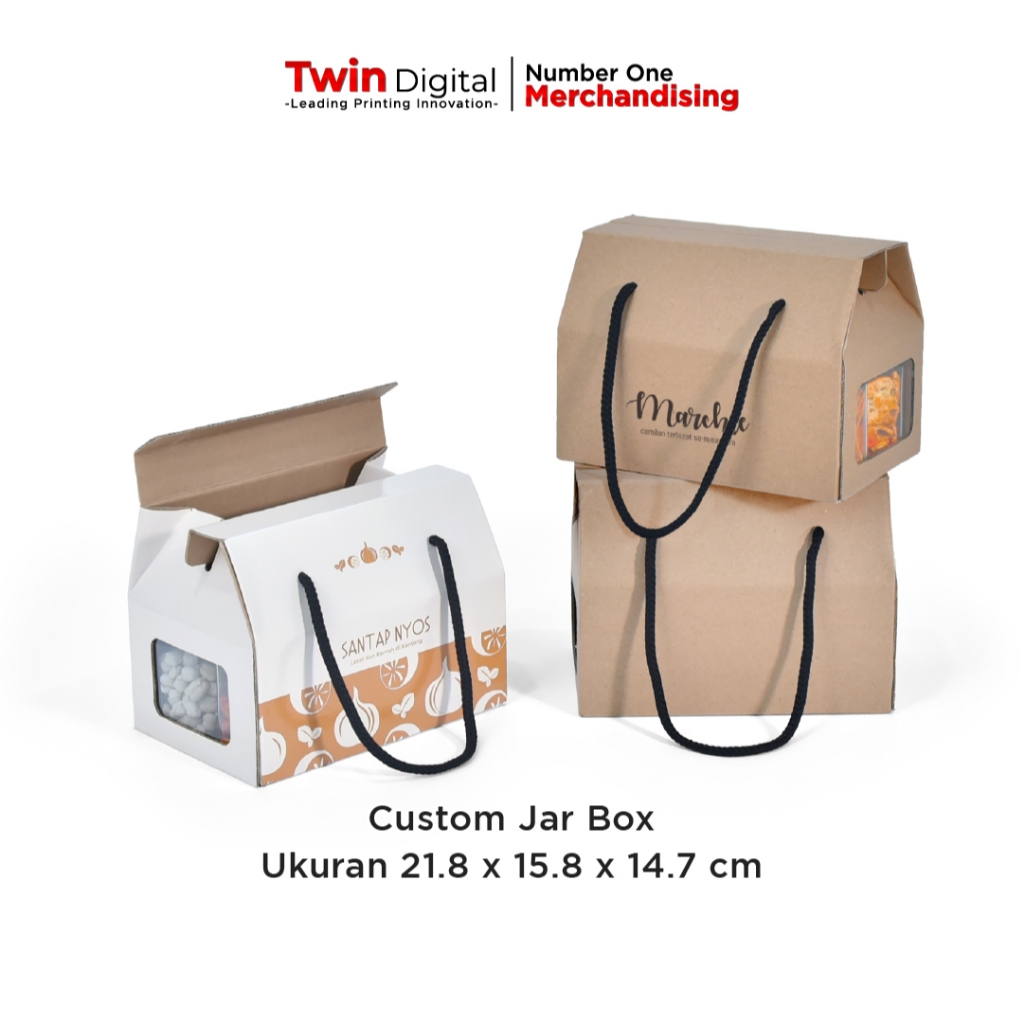 

Custom Box Mika Souvenir / Kardus Toples / Box Hampers / Dus Toples - Jar Box
