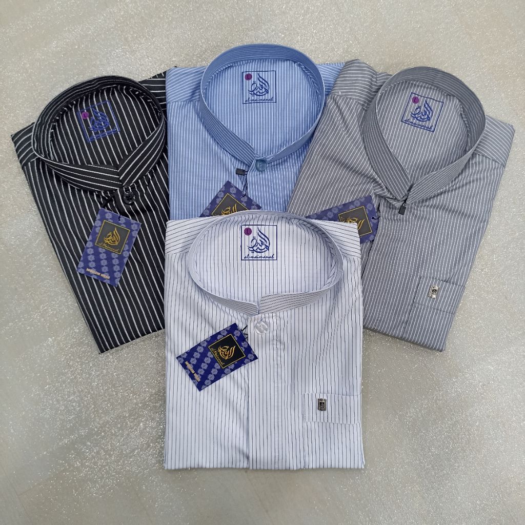 Koko Salur Al Maimanah Model Haibah Kancing Tutup Koko Motif Salur Koko Al Maimanah Motif Salur Koko