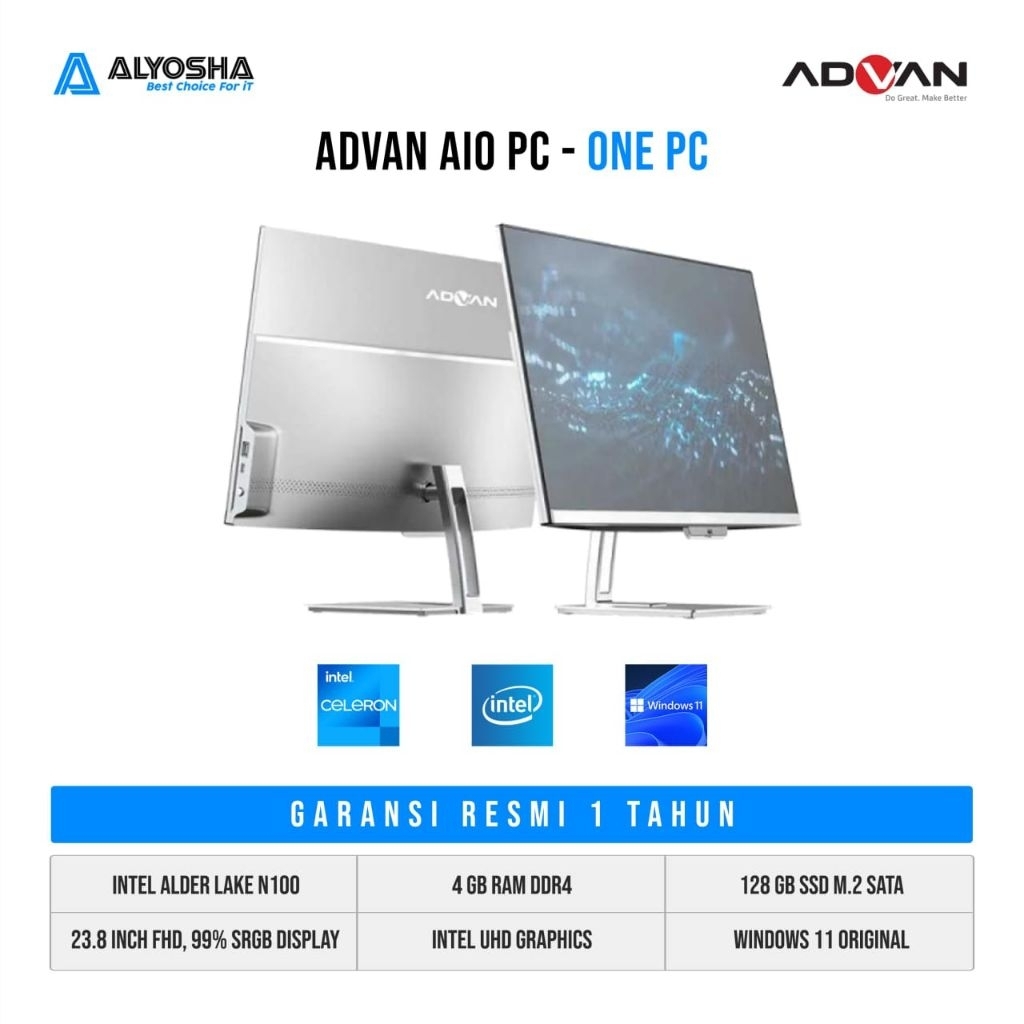 Advan All in One PC AIO OnePC Intel N100 4GB SSD 128GB