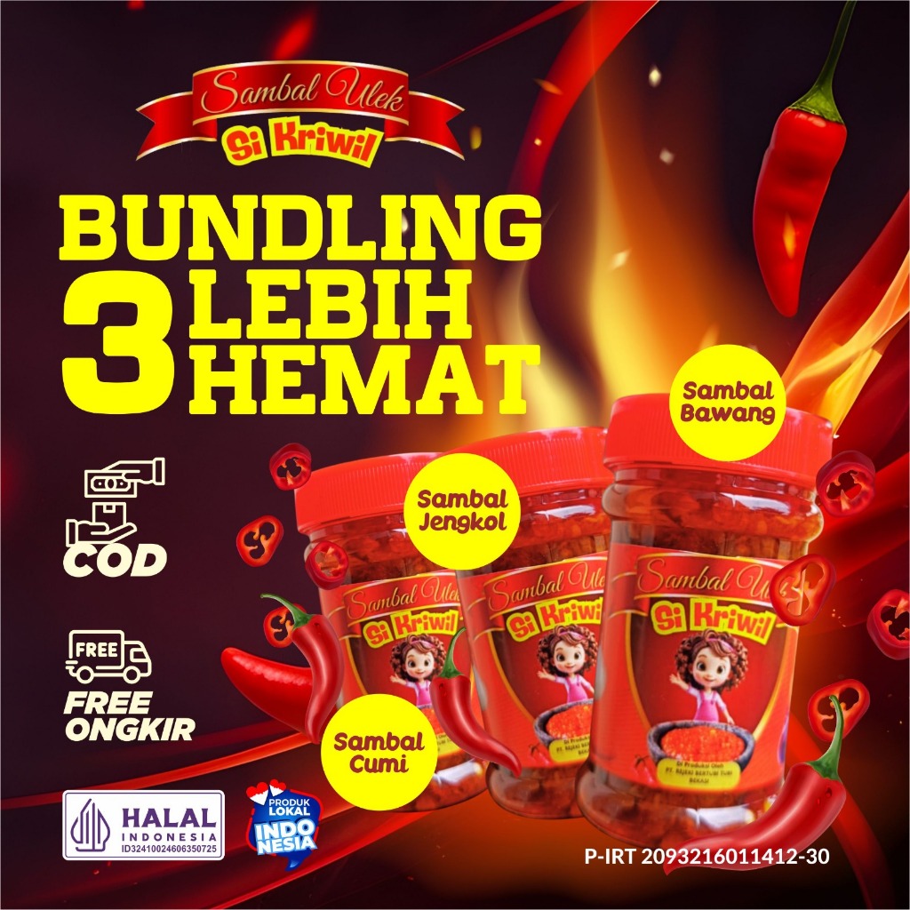 

BUNDLING 3PCS Paket Favorite si Kecil Kriwil (Sambal Jengkol + Sambal Bawang + Sambal Cumi)