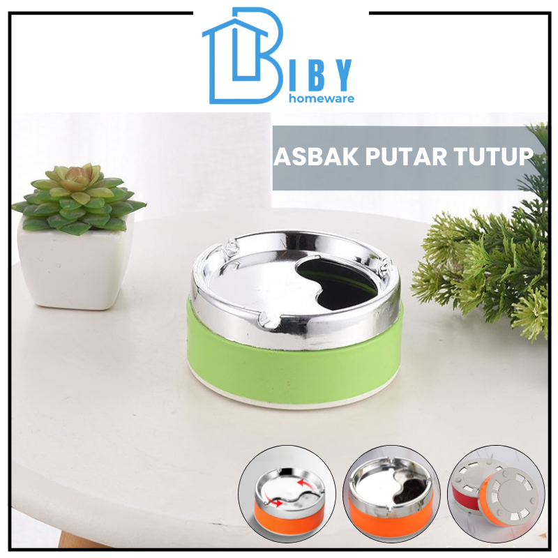 BIBY Asbak Putar Tutup / Asbak  Portable Rotation Enclosed / Asbak Rokok Stainless Steel Tebal