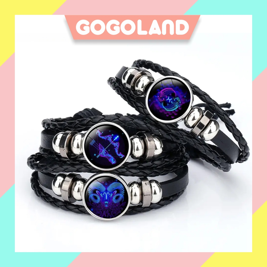GOGOLAND A004 GELANG ZODIAK GLOW IN THE DARK GELANG UNISEX GELANG WANITA PRIA GELANG KOREA COD