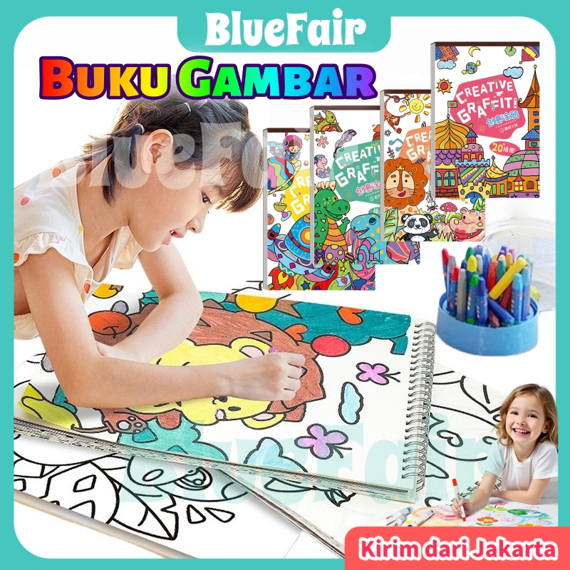 

[Ready stock] Buku Gambar Lukis Mewarnai Anak Sketchbook Creative Graffiti 20 Halaman Gambar Lucu Edukatif A4