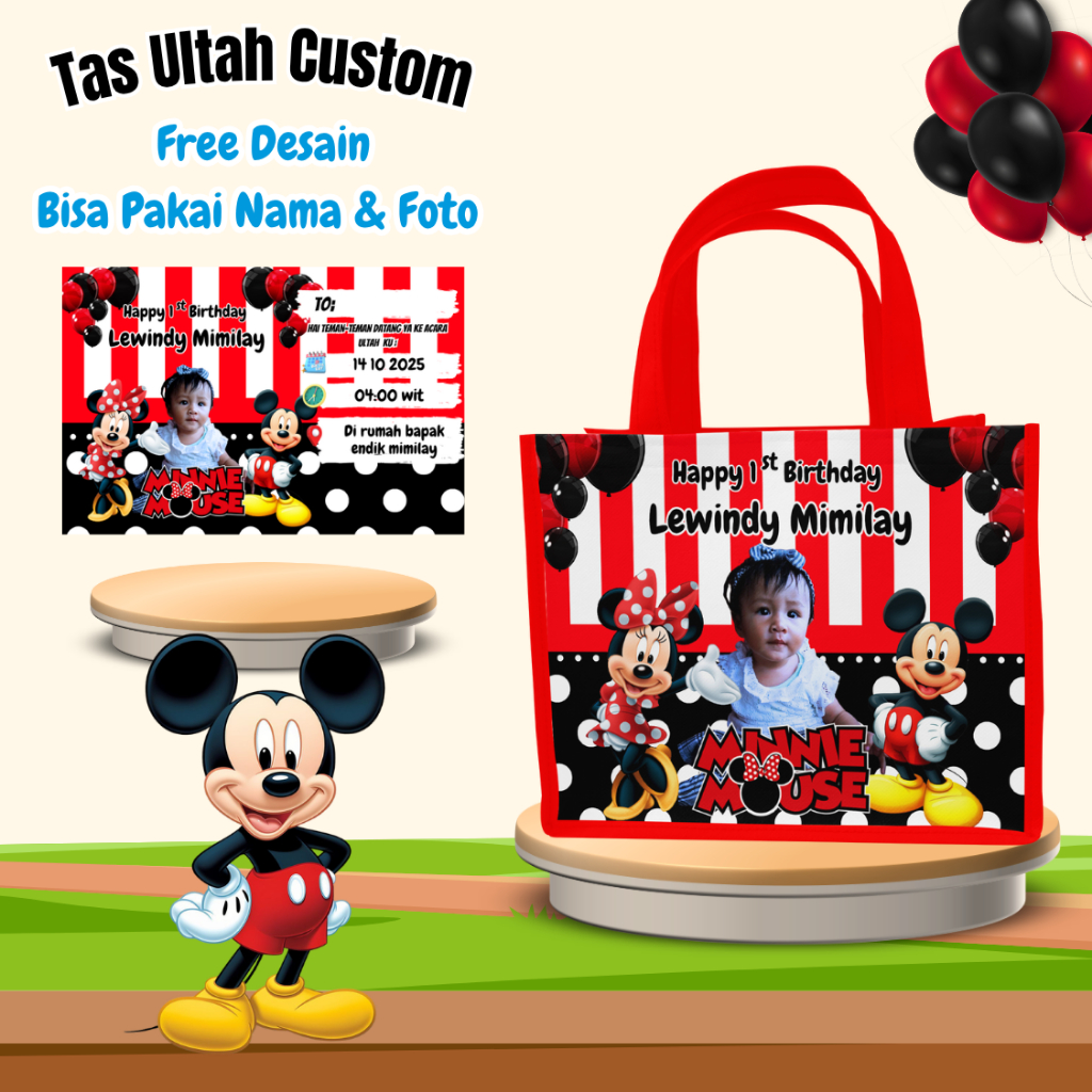 

Isi 40 pcs Tas Ultah Anak Ulang Tahun Snack Free Undangan Request Custom Nama Kain