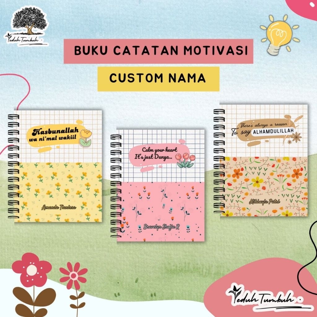 

BUKU CATATAN MUSLIMAH A5 CUSTOM NAMA - COVER KATA ISLAMI