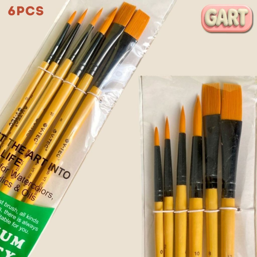 

6PCS KUAS LUKIS ( V - Tec ) - Painting Acrylic Brush - Kuas Cat Lukis Bahan Nylon Halus dan Kasar