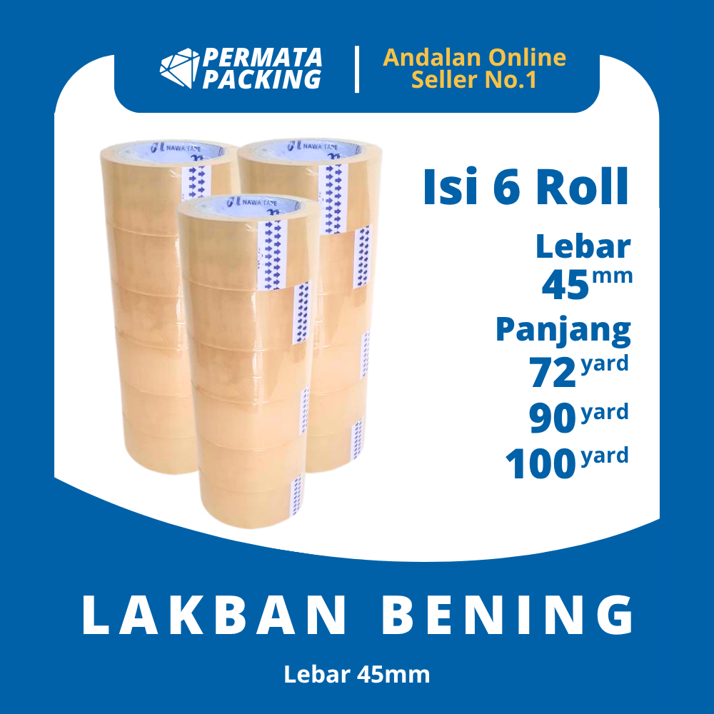 

Lakban Bening (Isi 6 Roll) 45 mm – Rekat Kuat