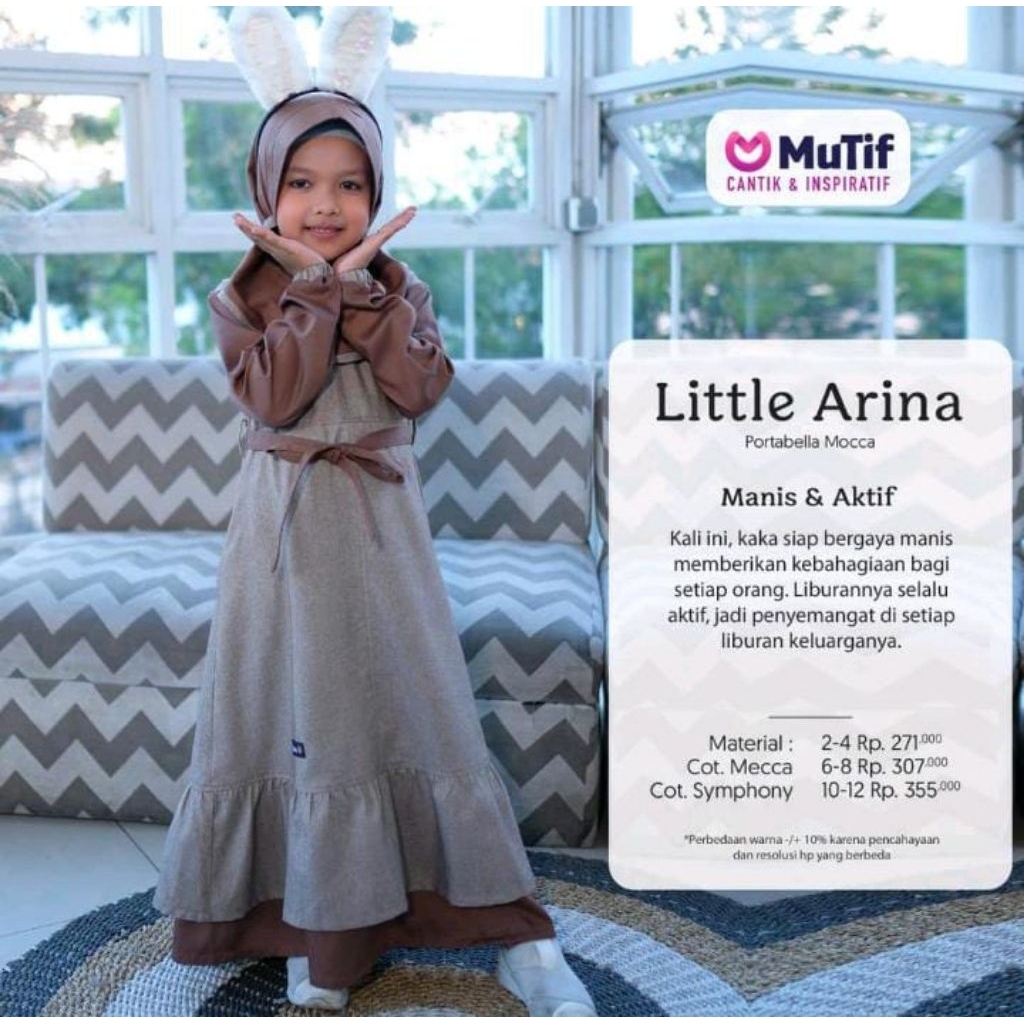Gamis Anak Little Arina Mocca Mutif