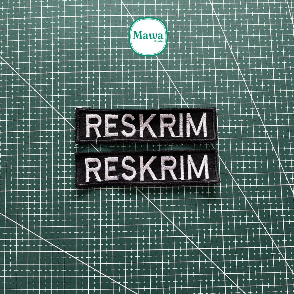Bordir Reskrim / Patch Reskrim Teks / Patch Emblem Bordir  Reskrim Hitam Putih