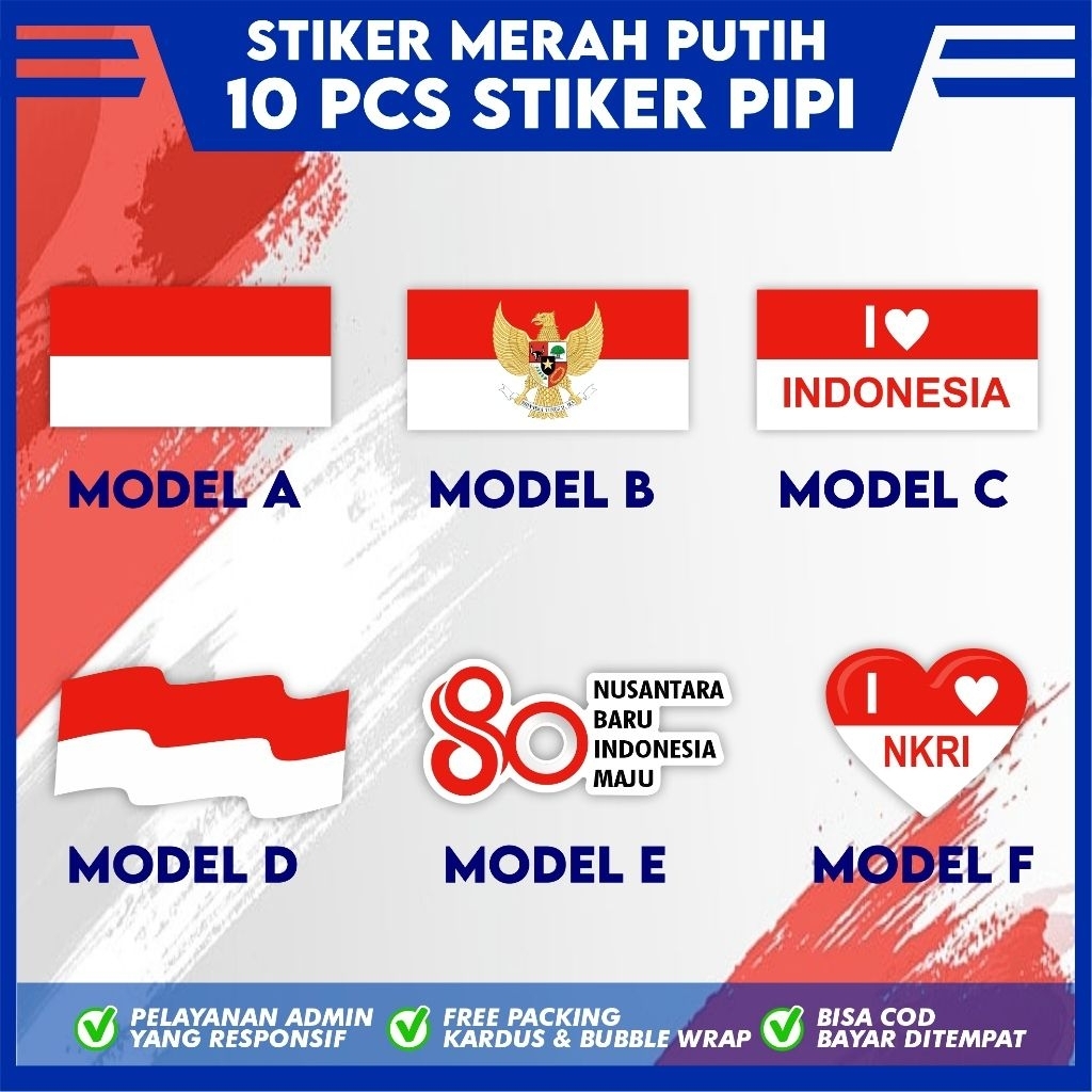 

Stiker bendera merah putih Isi 10 pcs / stiker pipi bendera merah putih / stiker muka