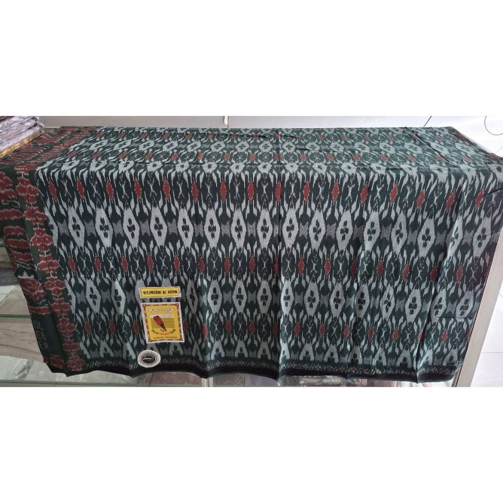 Sarung Tenun Botol Suheb Super Cap Sahara Warna Hijau Size Jumbo Tenun ATBM Kerajinan Tenun Wanareja