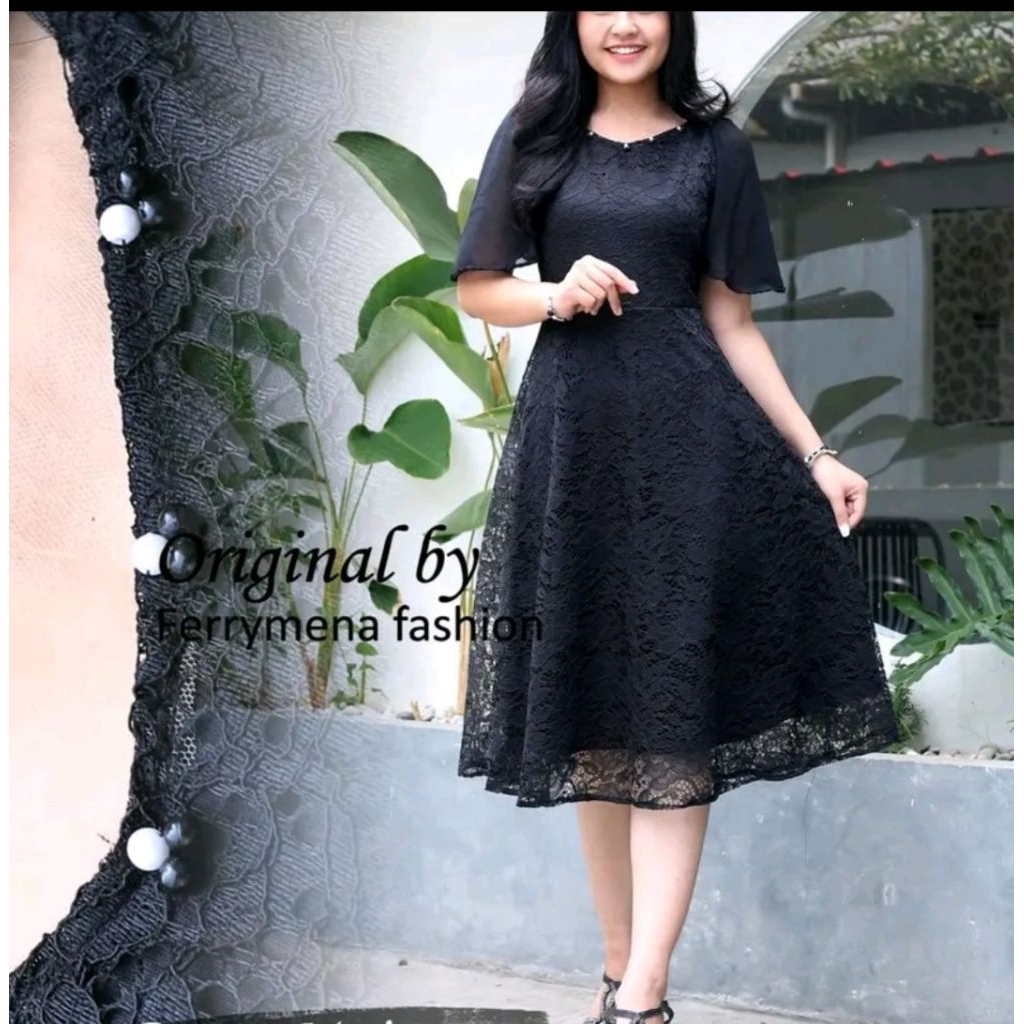 Dress Brukat Maira // Dress Jumbo LD 130 // Dress Pesta Natal // Dress Kondangan Mewah // Dress Non 