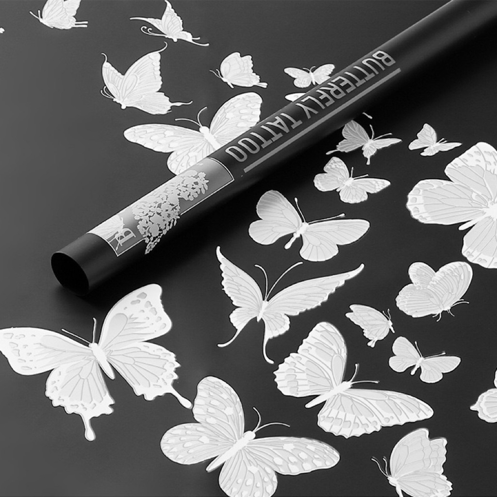 

[5 LEMBAR] Flower Wrapping Paper Butterfly | Butterfly Tattoo Wrapping Cellophane | Kertas Cellophane Motif Kupu-Kupu | Hiasan Dekorasi