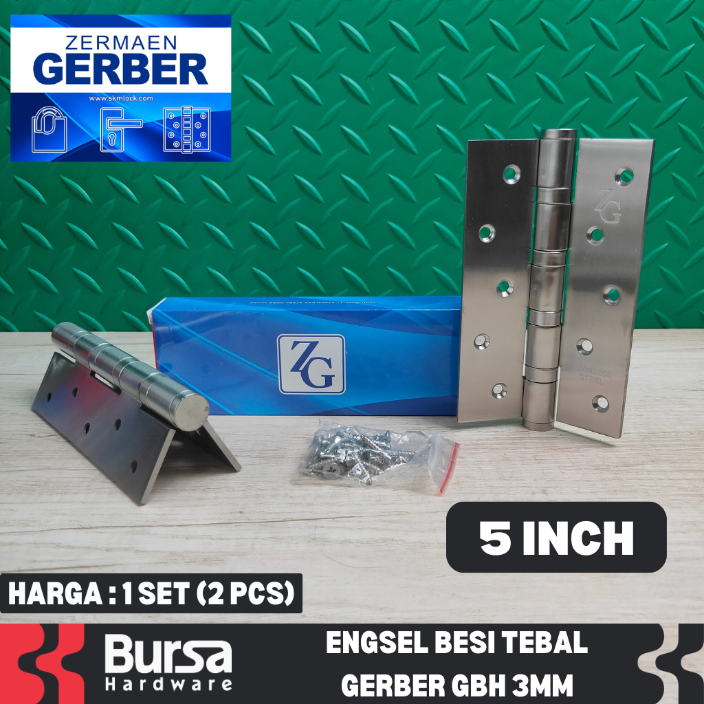 Engsel Pintu Jendela Tebal 3mm Gerber GBH Stainless Steel 5 Inch