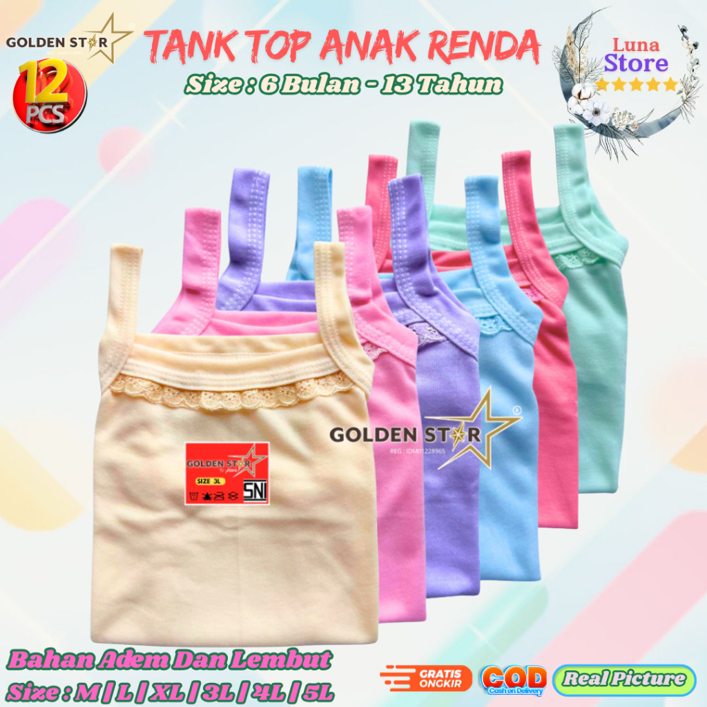 1 Lusin Singlet Anak Kaos Dalam Bayi dan Anak Perempuan Tangtop Anak Perempuan Sampai Remaja | Singl