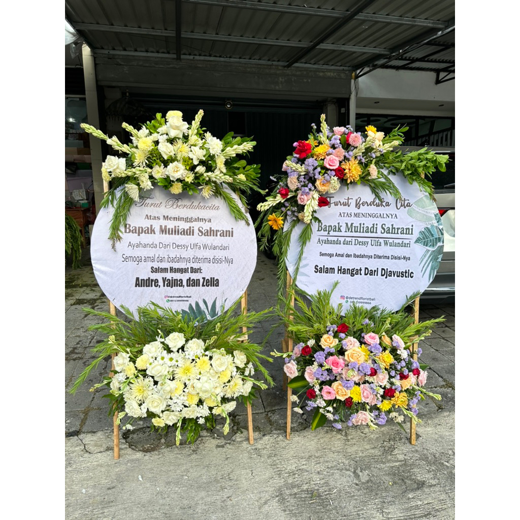 PU023 Papan Bulat D: 80cm 2 Titik REAL PICTURE ASLI/Karangan bunga Bali/duka cita/papan ucapan weddi