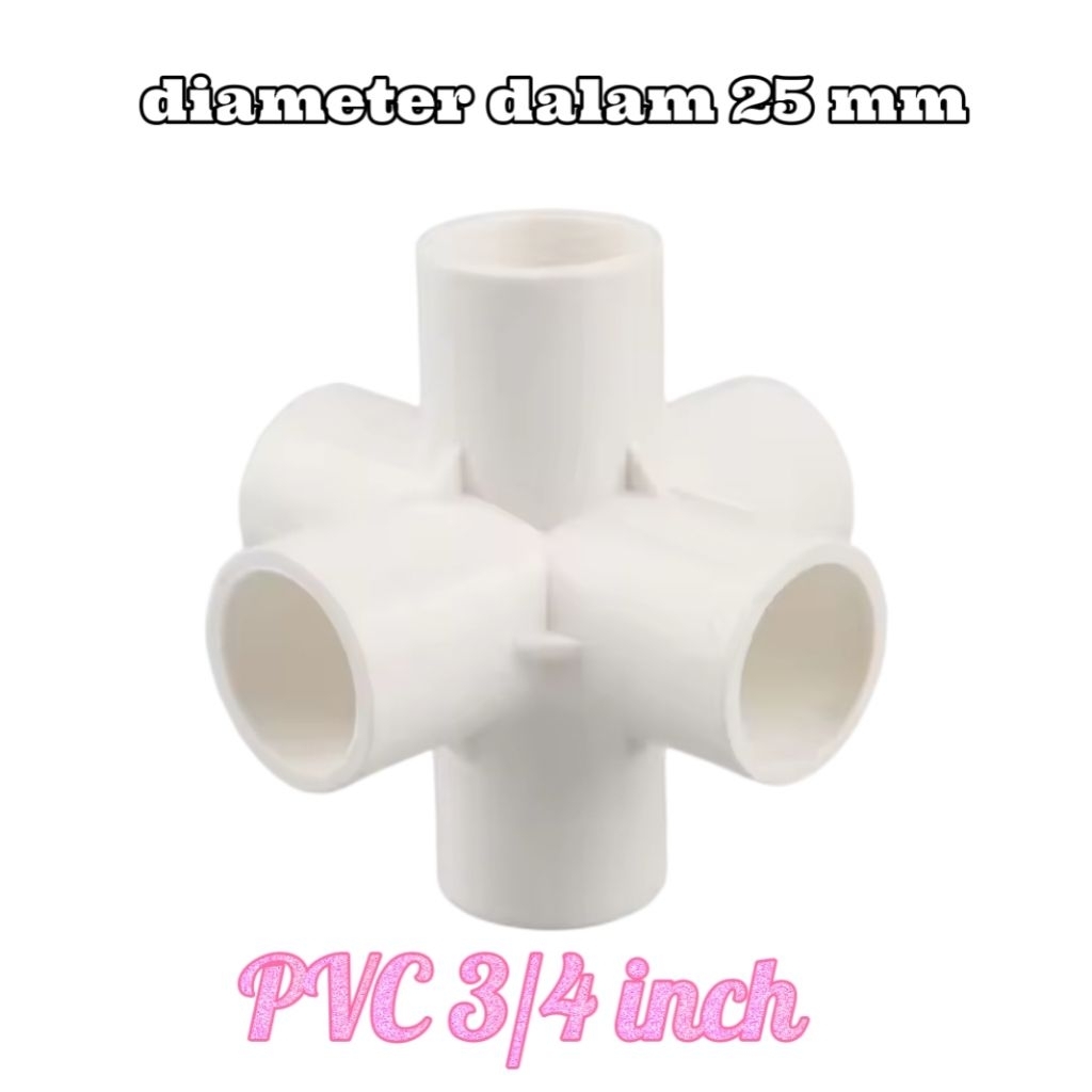 konektor 25mm penyambung pipa pvc 3/4 inch fitting 6 way 6 arah T tee elbow connector pipa air sambu
