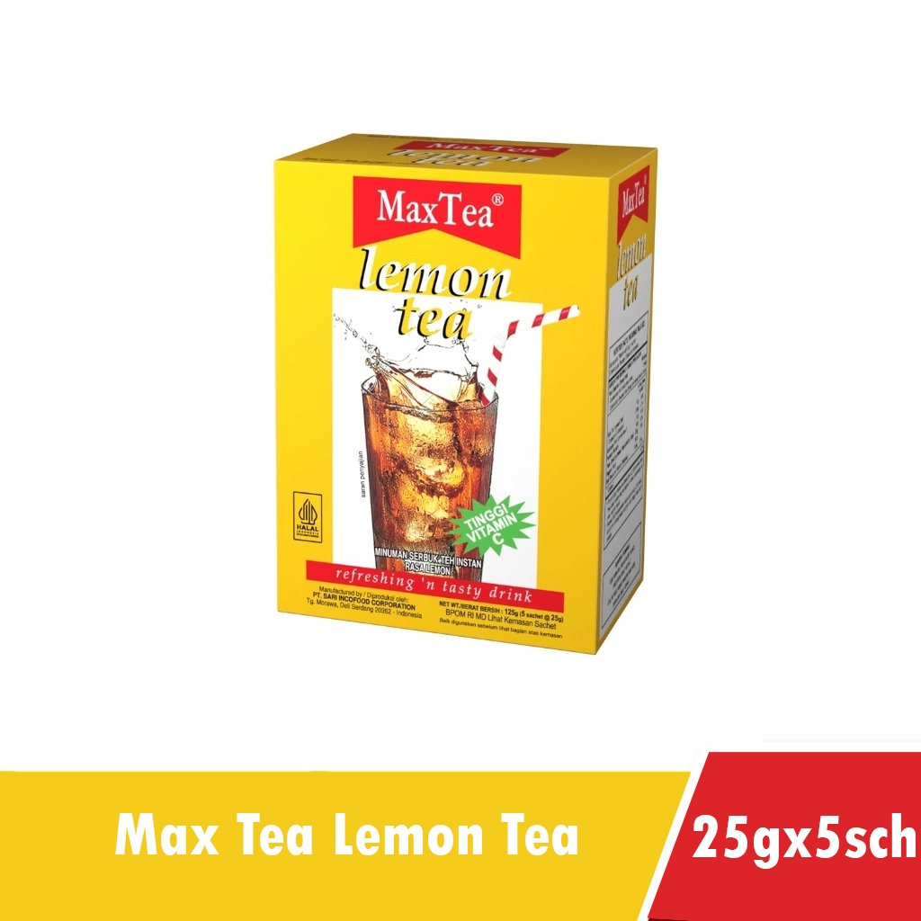 

MaxTea Lemon Tea Box 125 Gram ( 5sch x @25gr ) - Minuman serbuk teh instant rasa lemon