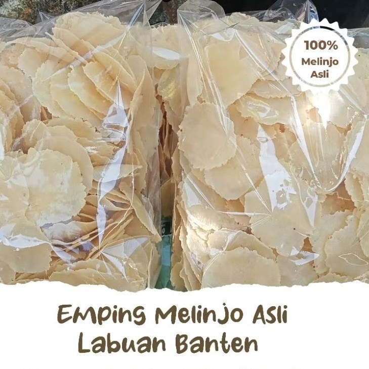 

EMPING MELINJO TIPIS MENTAH ORIGINAL ASLI LABUAN BANTEN KEMASAN PER 1/KG