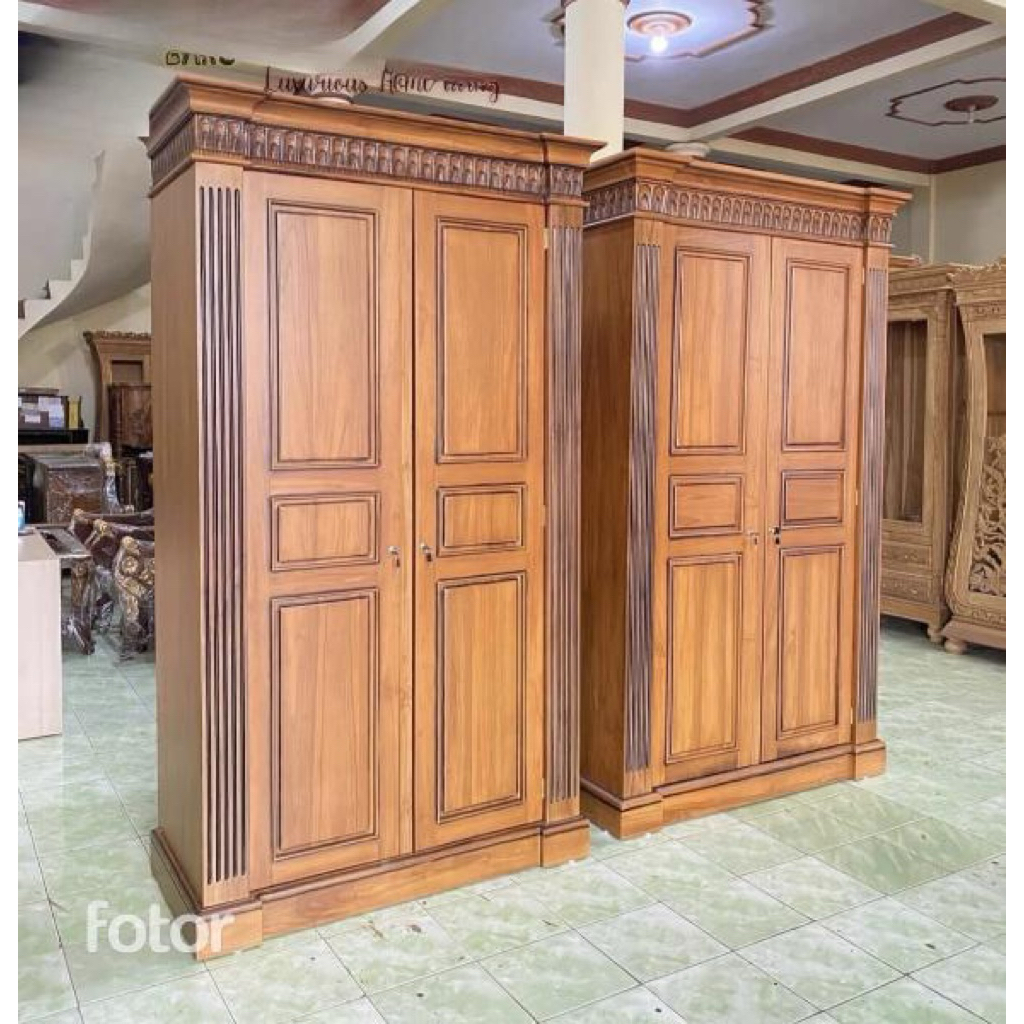 Lemari pakaian kayu jati Lemari pakaian kolibri jati Lemari pakain 2 pintu jati
