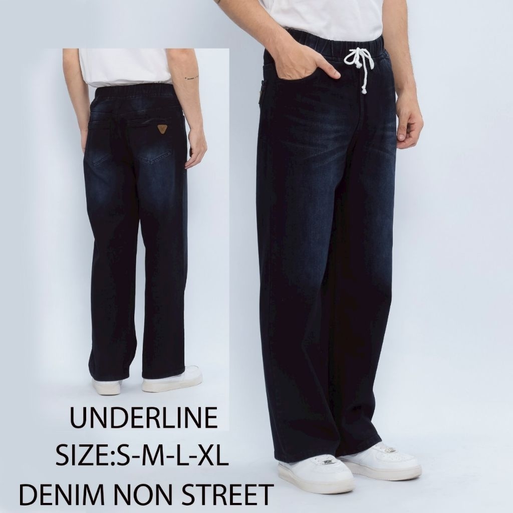 Celana Jeans Reguler Pria Celana Jeans Pria Pinggang Karet Celana Panjang Hitam Jeans