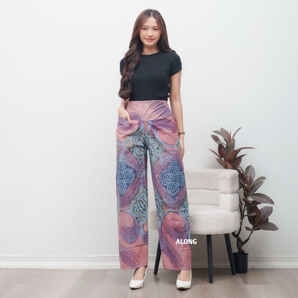 celana kulot batik cap kombinasi abstrak celana batik wanita modern celana batik wanita motif cap ab