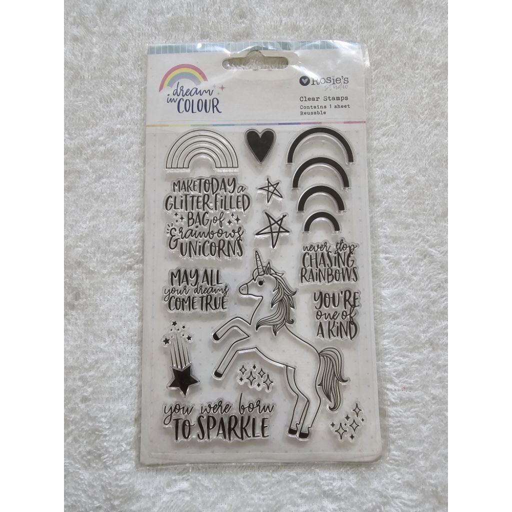 

Rosie’s Studio Unicorn Rainbow Star Clear Stamps Set