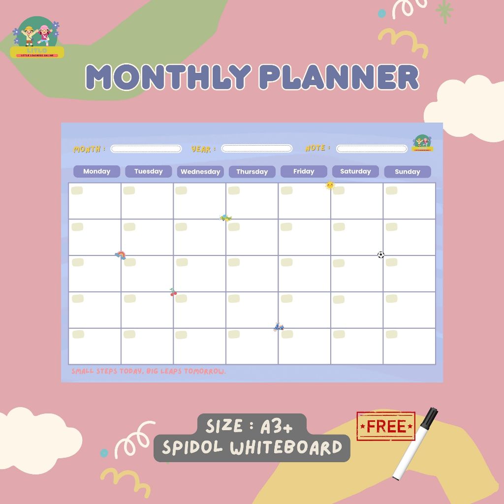 

Monthly Planner - Wall Planner Free 1 Spidol - Tempelan Dinding