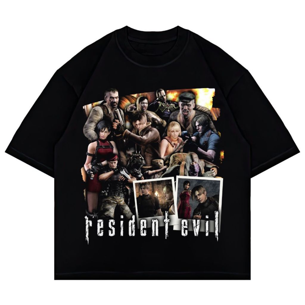 Psycho Crucify "Resident Evil 4" Oversized T-Shirt | Black | Kaos Oversize | Vintage | Atasan