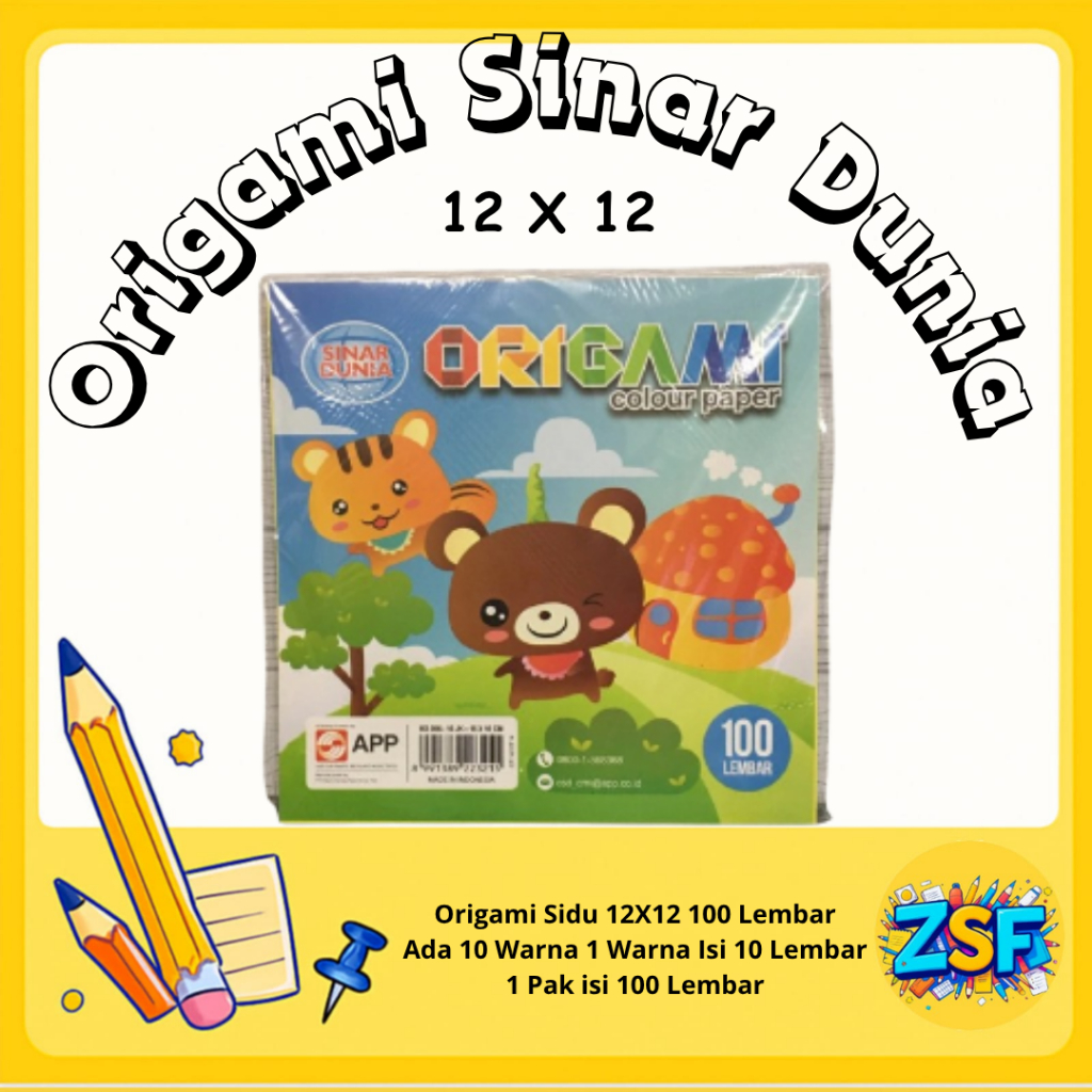

Kertas Origami Warna Warni Origami Sidu 16x16 Origami Sidu 12x12 1 Pak Isi 100 Lembar