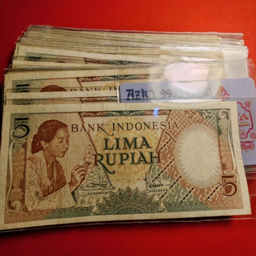 5 rupiah pekerja 1958 bekas utuh asli