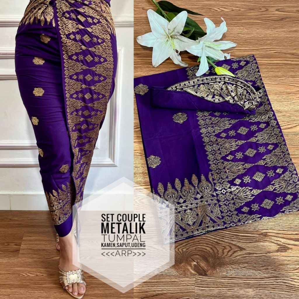 Setelan Couple Bordir Songket Bali | kamen + saput + udeng
