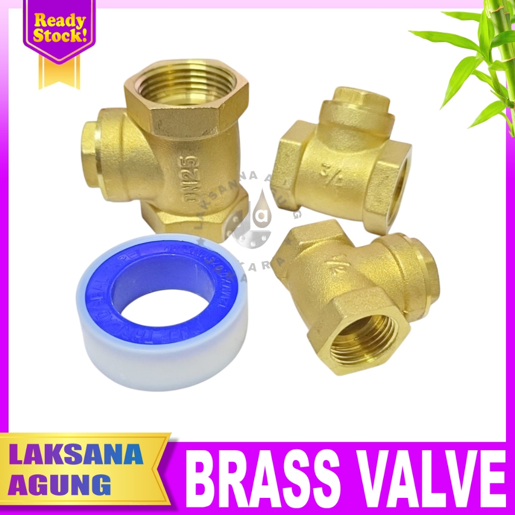 Swing check valve 1/2 - 3/4" - 1" inch Material brass | Klep tabok Kuningan 1/2 - 3/4" - 1" | SR Sam