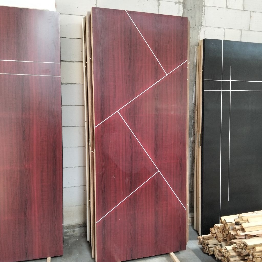 Pintu kayu + kusen alumunium + kunci + engsel Ready stok