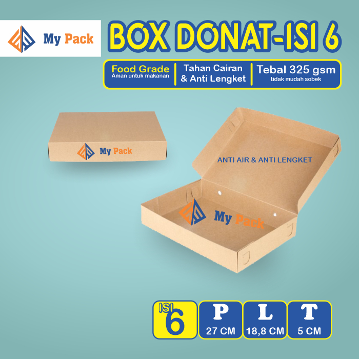 DUS BOX DONAT ISI 6 , 4 , Dan 2 / ROTI / BROWNIES / KUE / DONUT / BOMBOLONI - BOX DONAT
