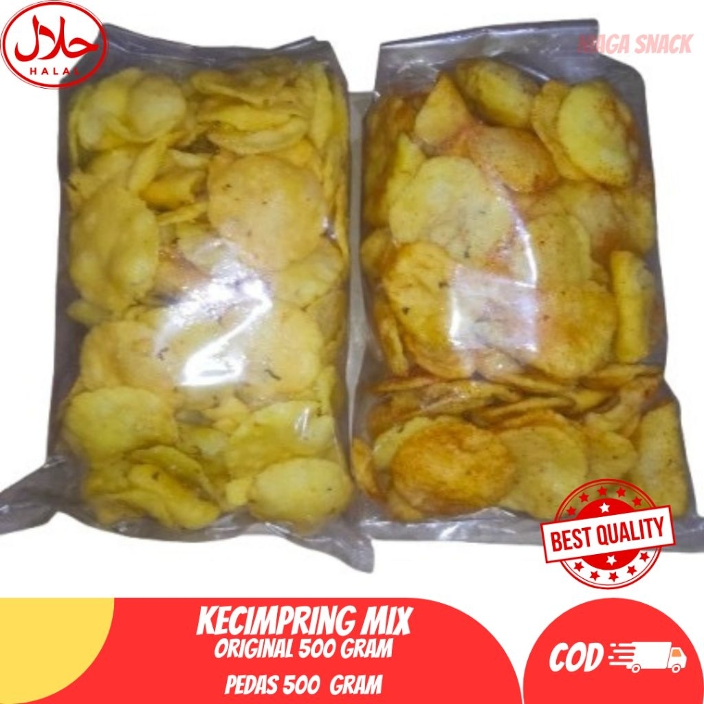 

Comring / Kecimpring Singkong Daun Jeruk 500 Gram Dan Kecimpring Pedas 500 Gram / Makanan Ringan / Keripik