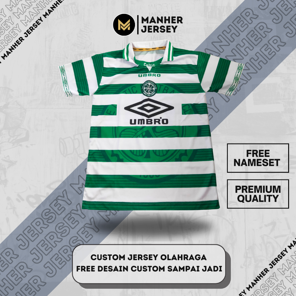 JERSEY CELTIC 1997 BLOCKCORE VINTAGE CLASSIC FULL PRINTING