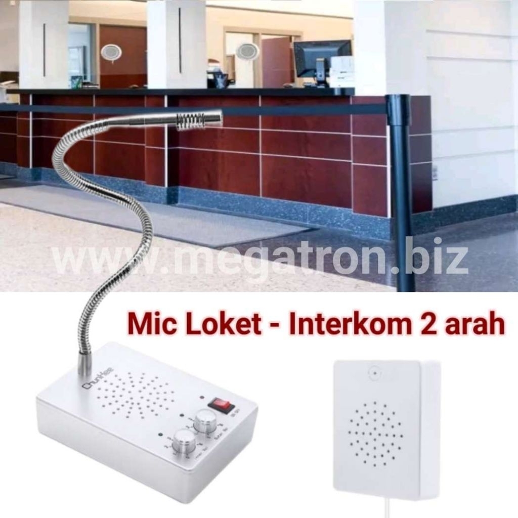 Mic Loket / Counter dengan Partisi Kaca - Intercom komunikasi 2 Arah