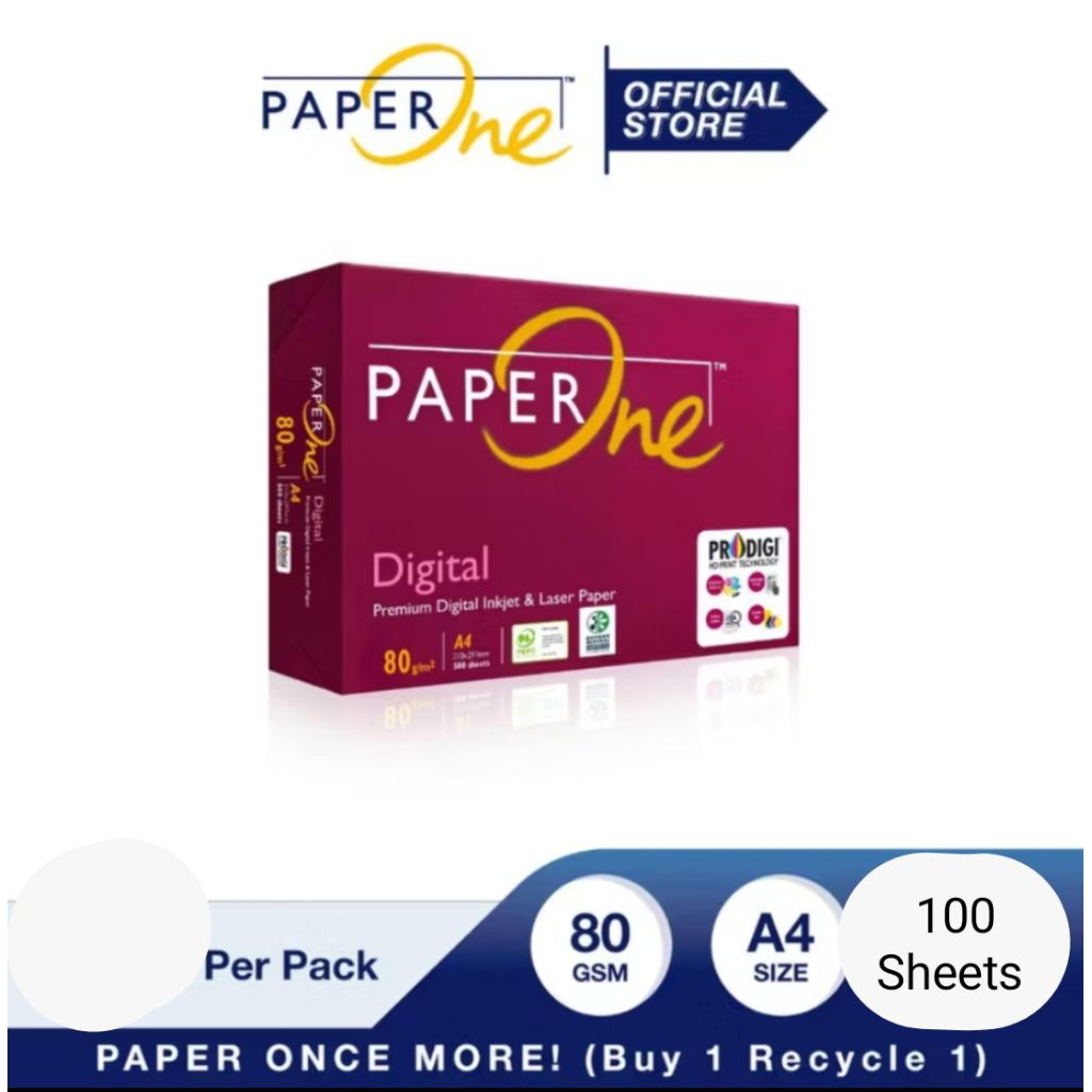 

PaperOne Digital A4 80gsm – (100 Lembar) | Kertas HVS Premium Karbon Netral