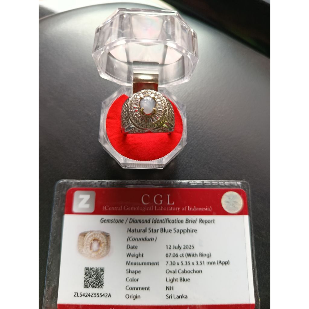 Batu Cincin Natural Star Blue Sapphire Ceylon