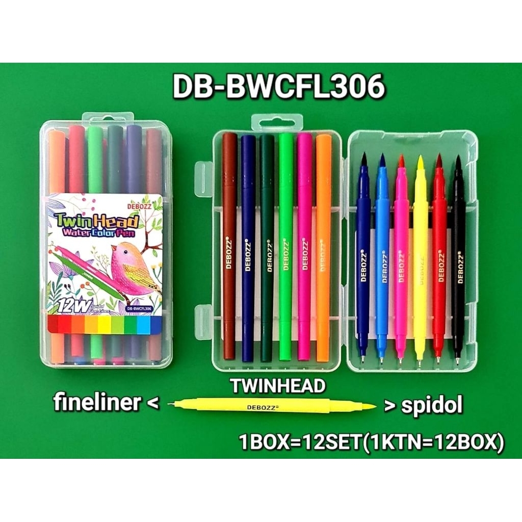 

Spidol Twin Head DEBOZZ 12 Warna | Watercolor Pen 2 Sisi Fineliner & Spidol | DB-BWCFL306 - Alat Tulis Kantor/ATK Murah Medan