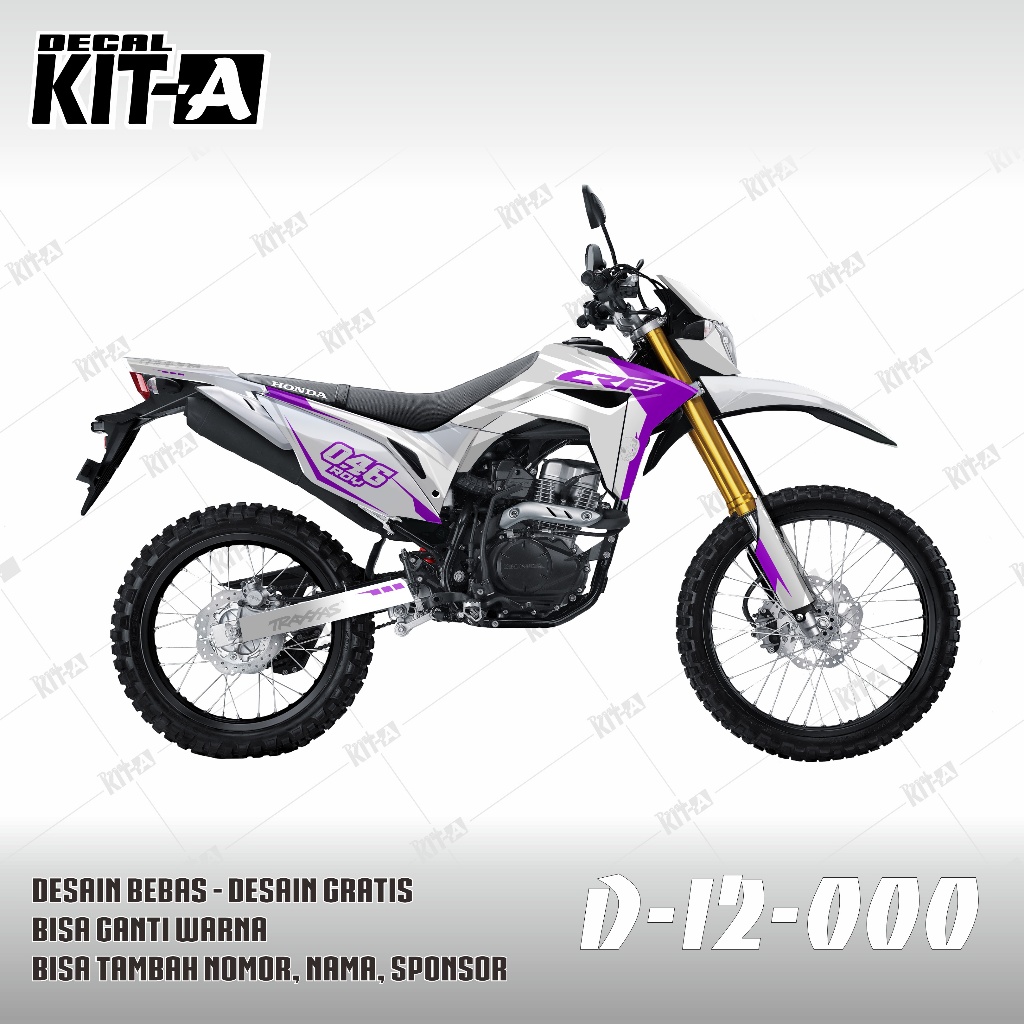 Decal sticker variasi Honda CRF 150l Putih Cutting Ungu candy Hologram