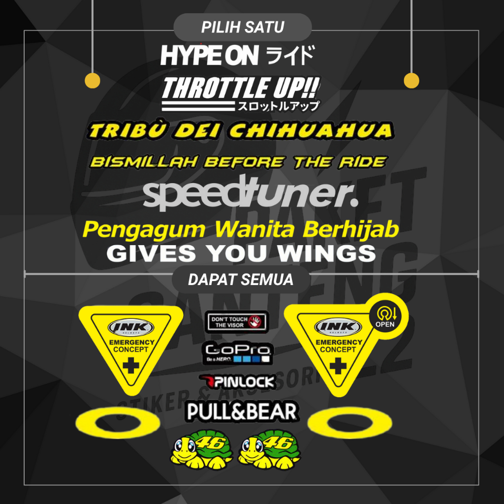 SET PAKET STIKER HELM INK | HARGA TERMURAH